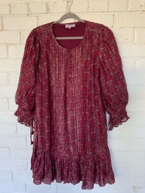 NWOT Calypso St Barth Cocktail/Wedding Guest Sheath Dress in Dark Reds